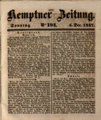 Kemptner Zeitung Sonntag 5. Dezember 1847