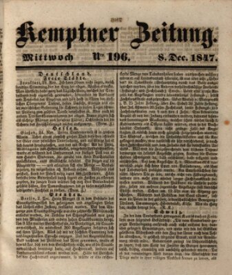 Kemptner Zeitung Mittwoch 8. Dezember 1847