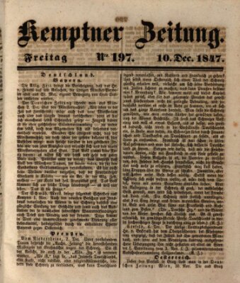 Kemptner Zeitung Freitag 10. Dezember 1847