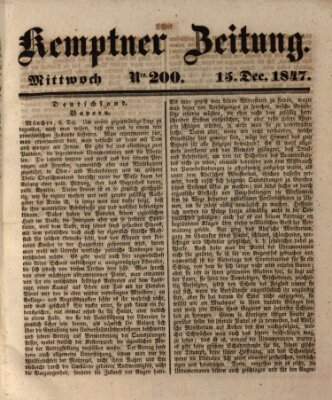 Kemptner Zeitung Mittwoch 15. Dezember 1847