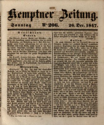 Kemptner Zeitung Sonntag 26. Dezember 1847