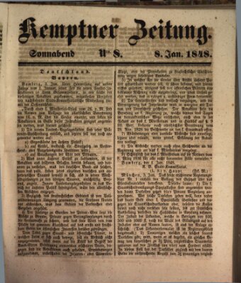 Kemptner Zeitung Samstag 8. Januar 1848