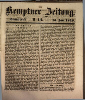 Kemptner Zeitung Samstag 15. Januar 1848