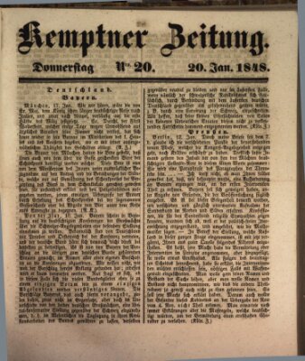 Kemptner Zeitung Donnerstag 20. Januar 1848