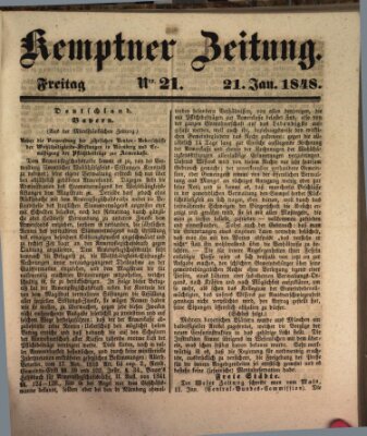 Kemptner Zeitung Freitag 21. Januar 1848