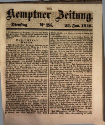 Kemptner Zeitung Dienstag 25. Januar 1848