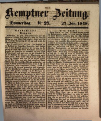 Kemptner Zeitung Donnerstag 27. Januar 1848