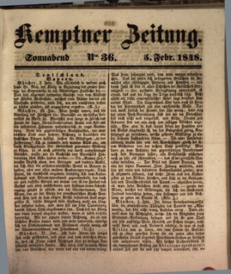 Kemptner Zeitung Samstag 5. Februar 1848