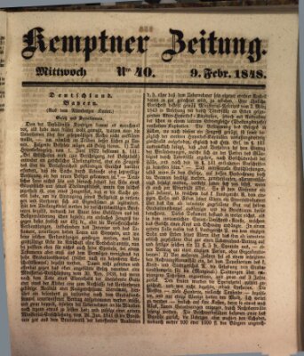 Kemptner Zeitung Mittwoch 9. Februar 1848