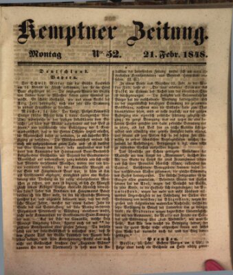 Kemptner Zeitung Montag 21. Februar 1848