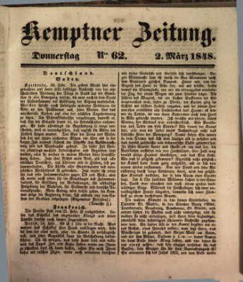 Kemptner Zeitung Donnerstag 2. März 1848