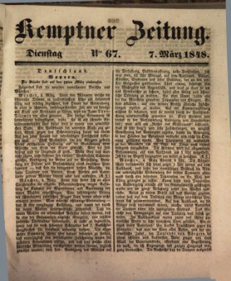 Kemptner Zeitung Dienstag 7. März 1848