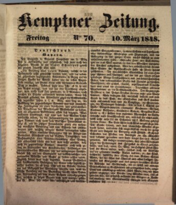Kemptner Zeitung Freitag 10. März 1848