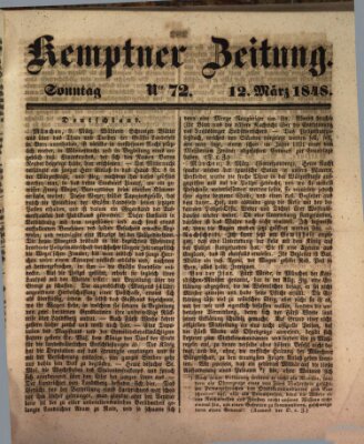 Kemptner Zeitung Sonntag 12. März 1848