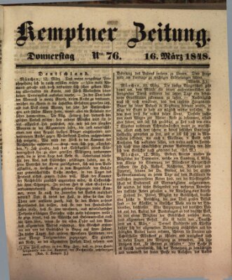 Kemptner Zeitung Donnerstag 16. März 1848