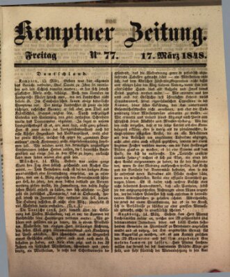 Kemptner Zeitung Freitag 17. März 1848