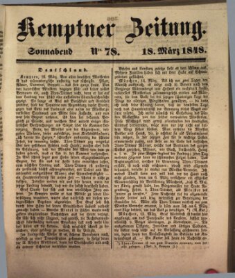 Kemptner Zeitung Samstag 18. März 1848