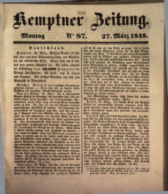 Kemptner Zeitung Montag 27. März 1848