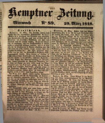 Kemptner Zeitung Mittwoch 29. März 1848