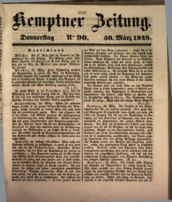 Kemptner Zeitung Donnerstag 30. März 1848