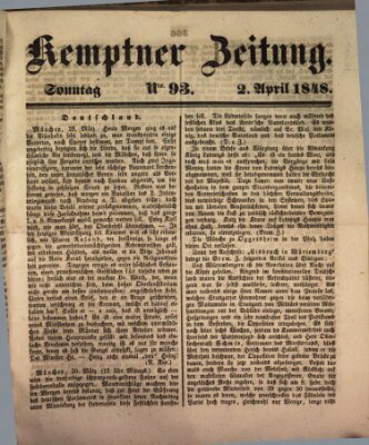 Kemptner Zeitung Sonntag 2. April 1848