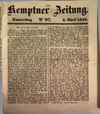 Kemptner Zeitung Donnerstag 6. April 1848