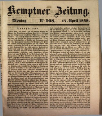 Kemptner Zeitung Montag 17. April 1848