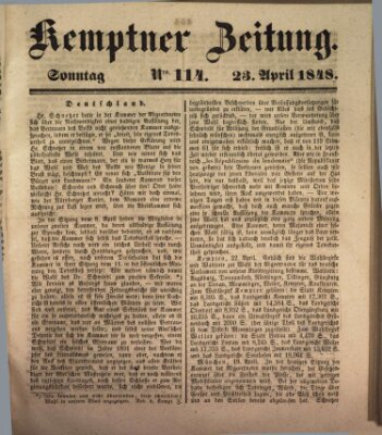 Kemptner Zeitung Sonntag 23. April 1848