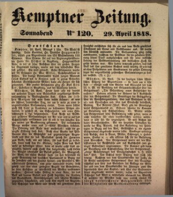 Kemptner Zeitung Samstag 29. April 1848