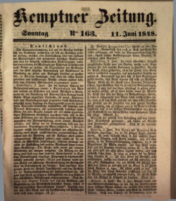 Kemptner Zeitung Sonntag 11. Juni 1848