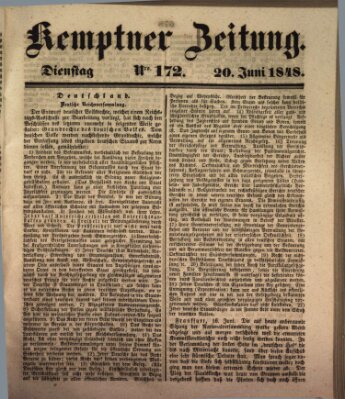 Kemptner Zeitung Dienstag 20. Juni 1848