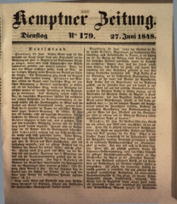 Kemptner Zeitung Dienstag 27. Juni 1848