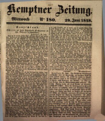 Kemptner Zeitung Mittwoch 28. Juni 1848