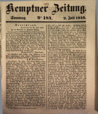 Kemptner Zeitung Sonntag 2. Juli 1848