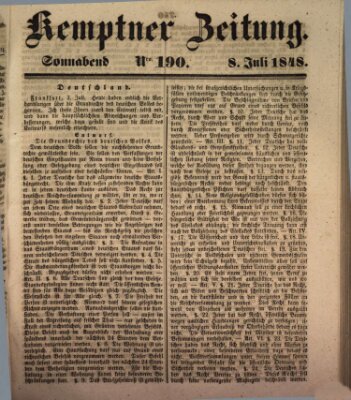 Kemptner Zeitung Samstag 8. Juli 1848