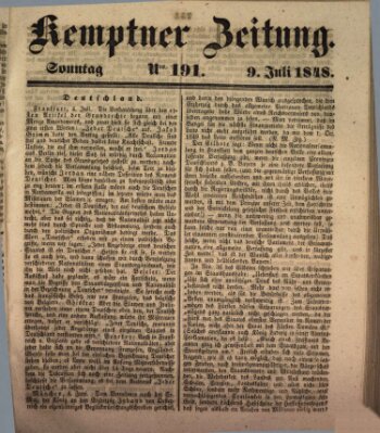 Kemptner Zeitung Sonntag 9. Juli 1848