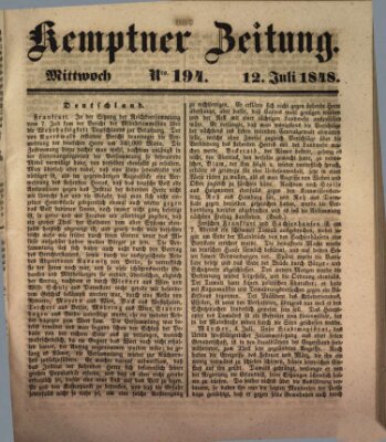 Kemptner Zeitung Mittwoch 12. Juli 1848