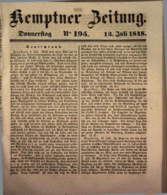 Kemptner Zeitung Donnerstag 13. Juli 1848