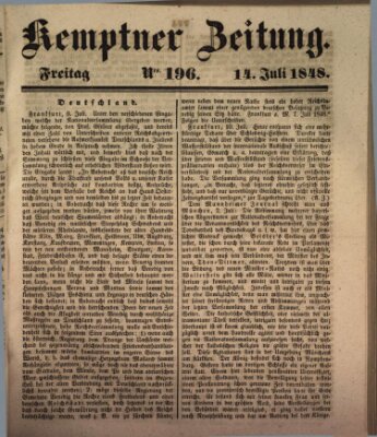 Kemptner Zeitung Freitag 14. Juli 1848