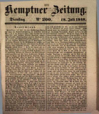 Kemptner Zeitung Dienstag 18. Juli 1848