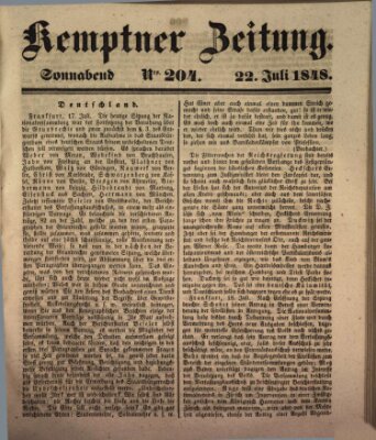 Kemptner Zeitung Samstag 22. Juli 1848