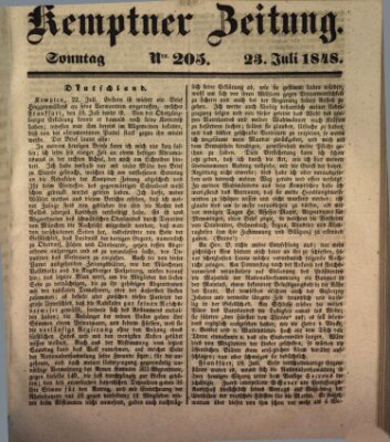 Kemptner Zeitung Sonntag 23. Juli 1848