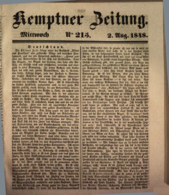 Kemptner Zeitung Mittwoch 2. August 1848