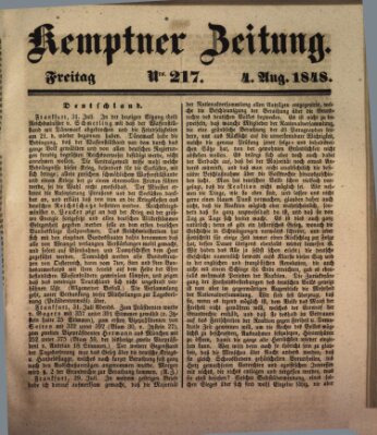 Kemptner Zeitung Freitag 4. August 1848