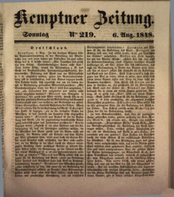 Kemptner Zeitung Sonntag 6. August 1848