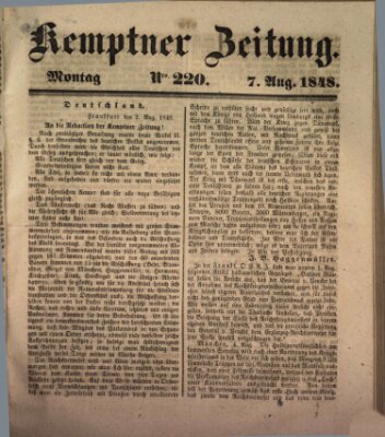 Kemptner Zeitung Montag 7. August 1848