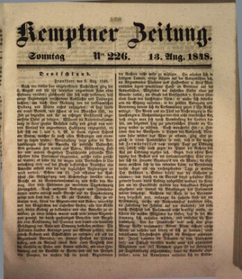 Kemptner Zeitung Sonntag 13. August 1848