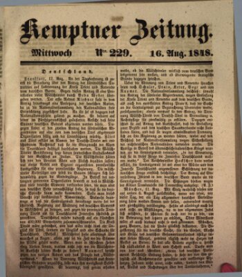 Kemptner Zeitung Mittwoch 16. August 1848