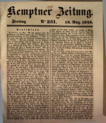 Kemptner Zeitung Freitag 18. August 1848