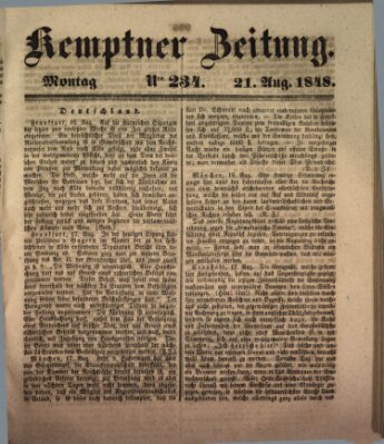 Kemptner Zeitung Montag 21. August 1848